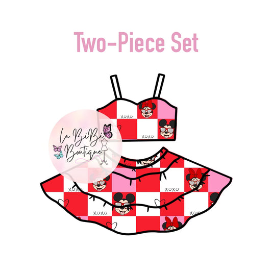Checkerboard Hearts - Red & Pink