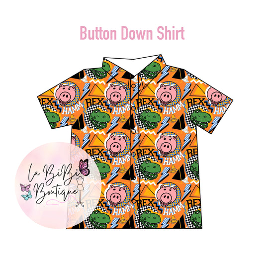 Retro Toys : Dino & Pig - Button Down