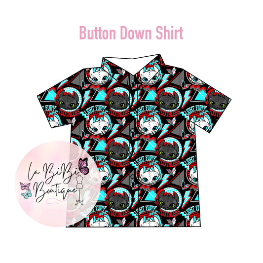 Retro Dragons - Button Down