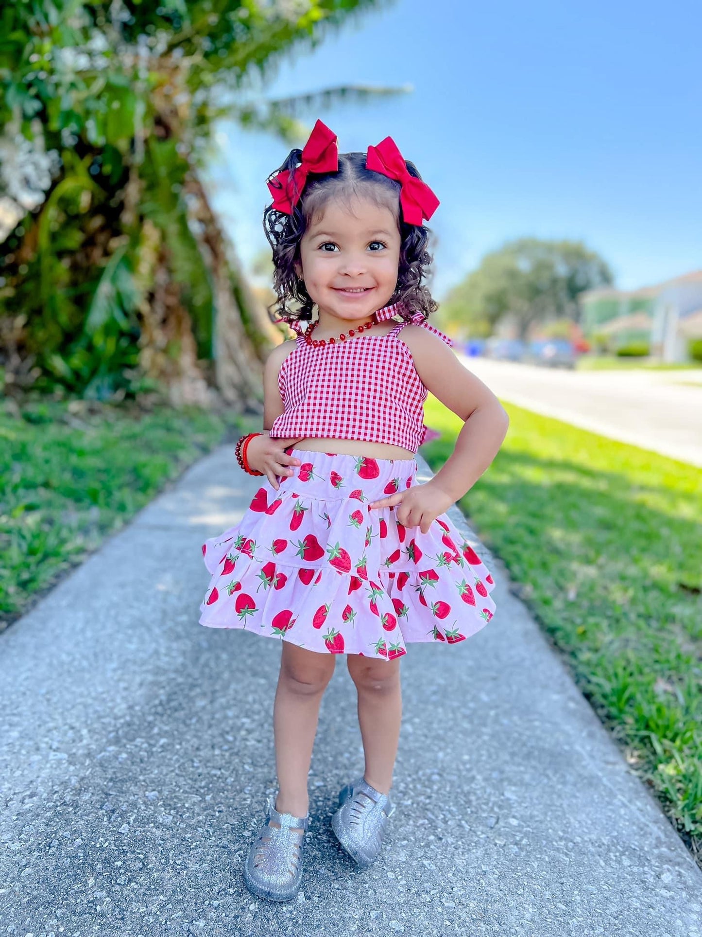 Gingham & Strawberry Crop Set