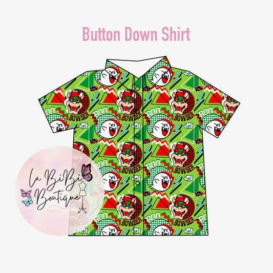 Retro Video Game : Bad Guys - Button Down