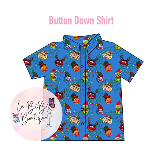 Puppets Christmas Lights 2 - Button Down