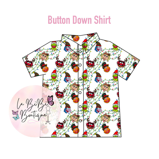 Puppets Christmas Lights - Button Down