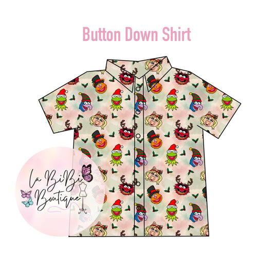 Puppets Christmas Lights 3 - Button Down